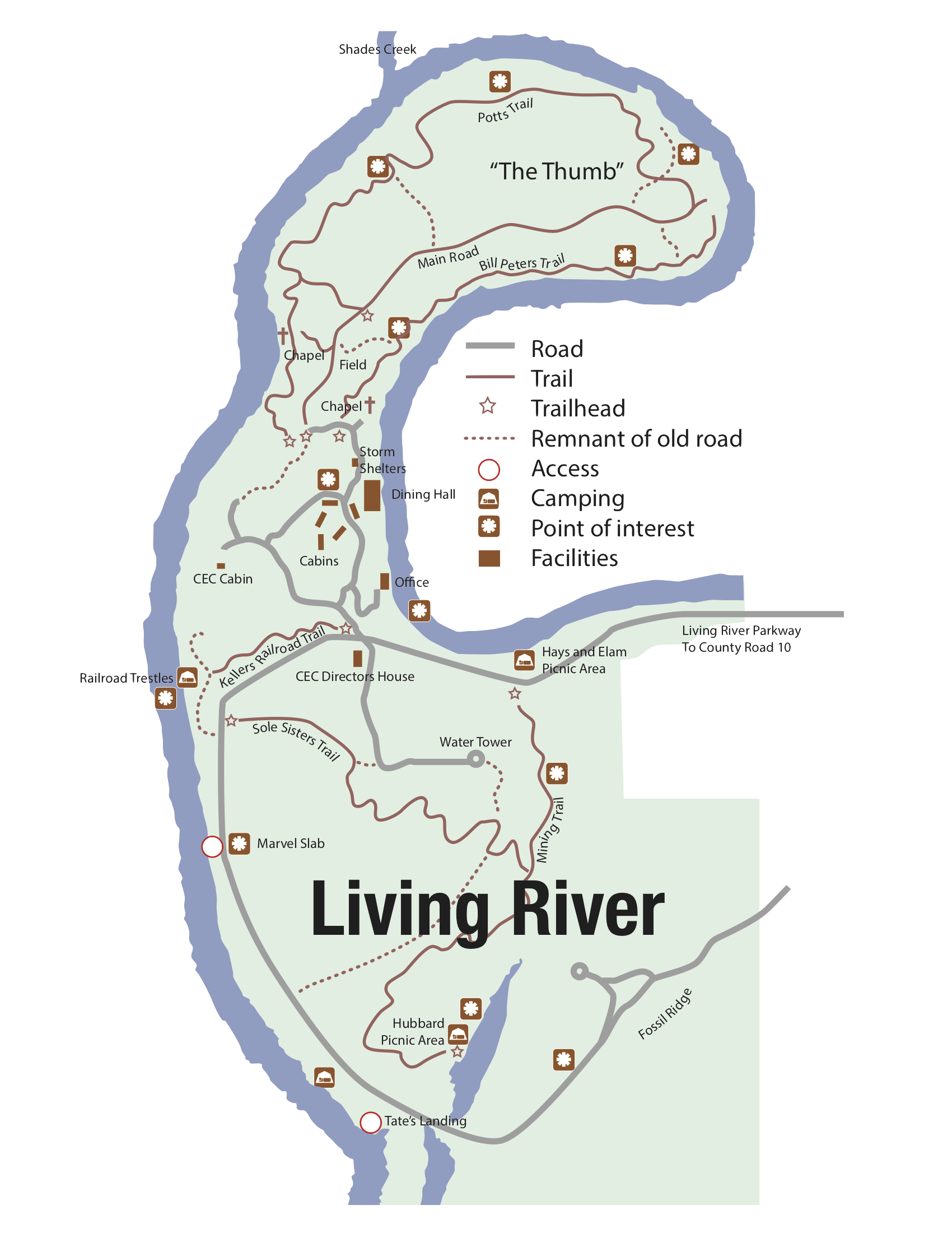 trilhas mapa Living River Cahaba Alabama web