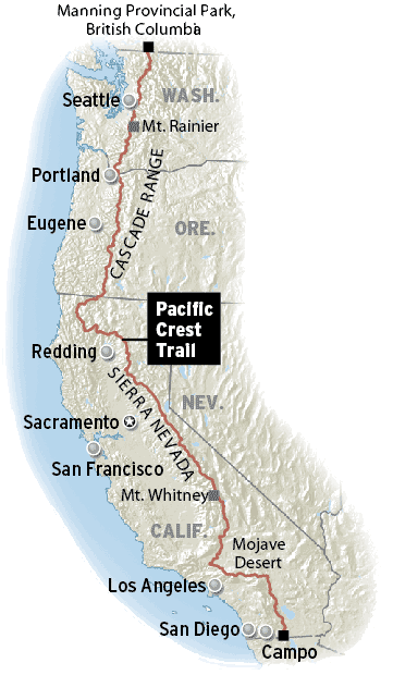 trilhas pacific crest trail map relevo